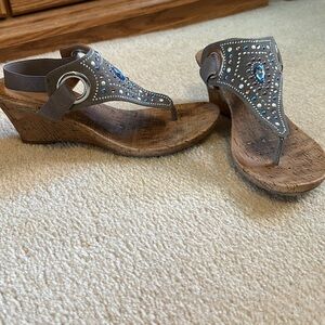 Gray Sandals.  Worn twice , like new